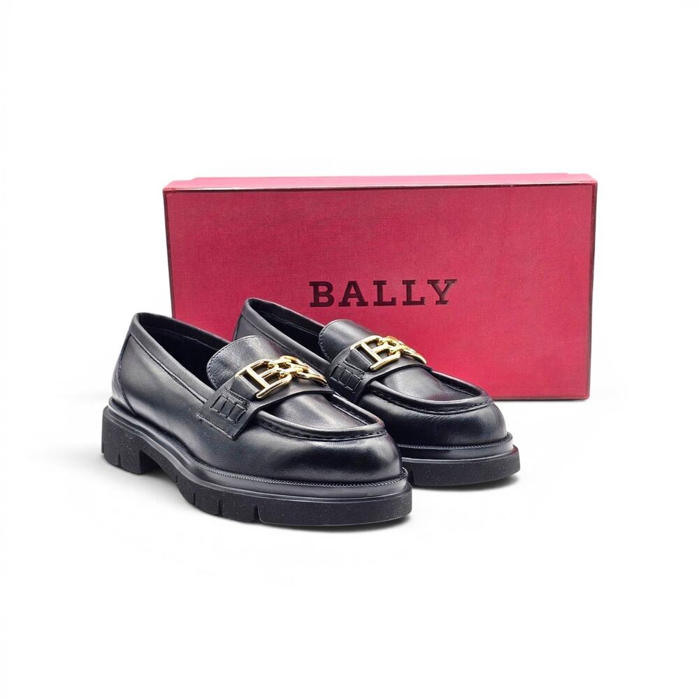 Bally Walidy Women's Leather BB Logo Hardware Loafers in Black - NWB $950